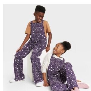 Ade + Ayo Overalls Purple Geometric Mudcloth Print Cotton Dungarees Kids XS